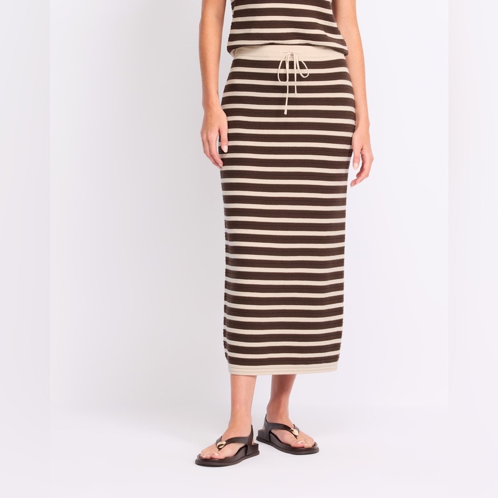 NWT Z SUPPLY Emori Striped Skirt in Brown